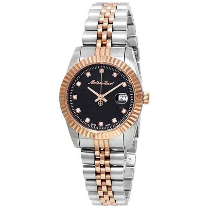 Orologio da donna Mathey-Tissot Mathy III bicolore in acciaio inossidabile con quadrante nero al quarzo D810RN