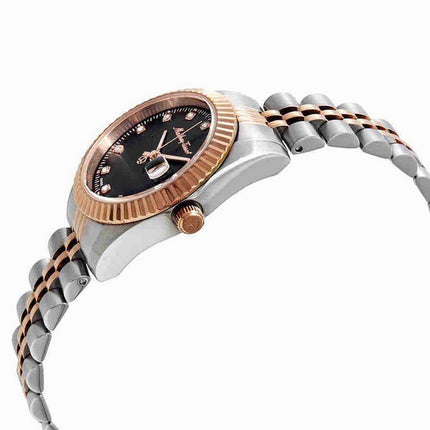 Orologio da donna Mathey-Tissot Mathy III bicolore in acciaio inossidabile con quadrante nero al quarzo D810RN