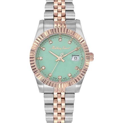 Orologio da donna Mathey-Tissot Mathy III in acciaio inossidabile bicolore con quadrante verde al quarzo D810RV