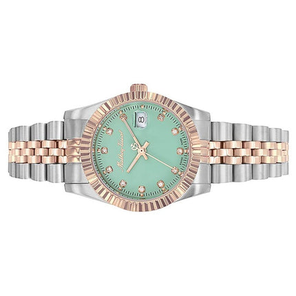 Orologio da donna Mathey-Tissot Mathy III in acciaio inossidabile bicolore con quadrante verde al quarzo D810RV