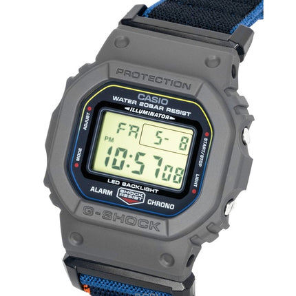 Orologio da uomo Casio G-Shock con cinturino in tessuto, movimento digitale al quarzo, modello DW-5600MNC-8A2, impermeabile fino a 200 metri.
