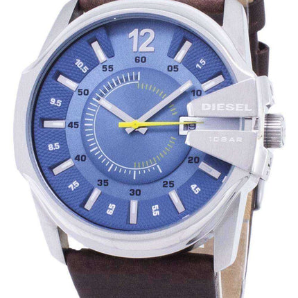 Orologio da uomo Diesel Mega Chief al quarzo quadrante blu con cinturino in pelle marrone DZ1399