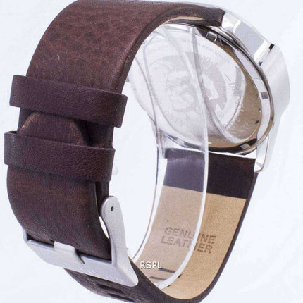 Orologio da uomo Diesel Mega Chief al quarzo quadrante blu con cinturino in pelle marrone DZ1399