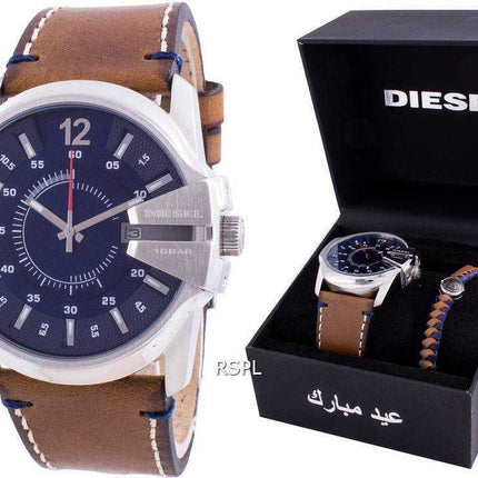 Diesel Master Chief quadrante blu al quarzo DZ1925 con orologio da uomo 100M set regalo