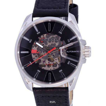 Diesel MS9 Skeleton cinturino in pelle quadrante nero automatico DZ1966 orologio da uomo