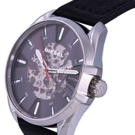Diesel MS9 Skeleton cinturino in pelle quadrante nero automatico DZ1966 orologio da uomo