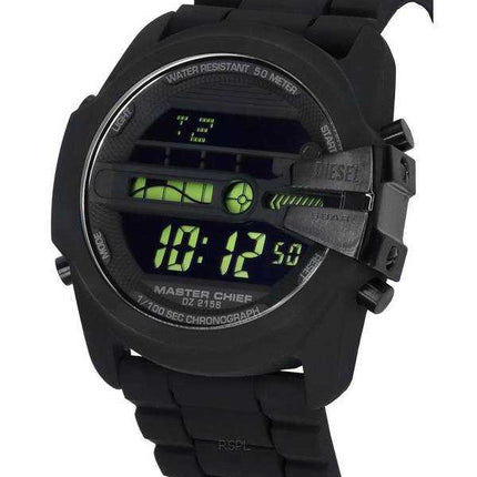 Orologio da uomo Diesel Master Chief Digital con cinturino in silicone quadrante nero al quarzo DZ2158