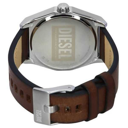 Orologio da uomo Diesel Scraper con cinturino in pelle e quadrante blu al quarzo DZ2174