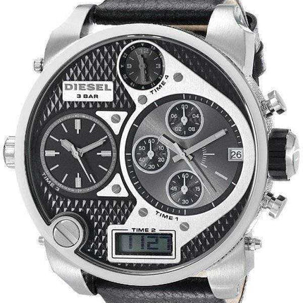 Orologio da uomo con cinturino in pelle con quadrante nero in acciaio DZ7125