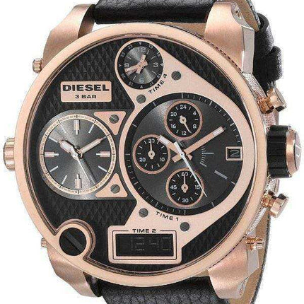 Diesel Mr. Daddy Cronografo quadrante nero cinturino in pelle DZ7261 Orologio da uomo