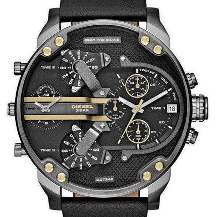 Orologio da uomo Diesel Daddy 2.0 quadrante nero in pelle nera DZ7348