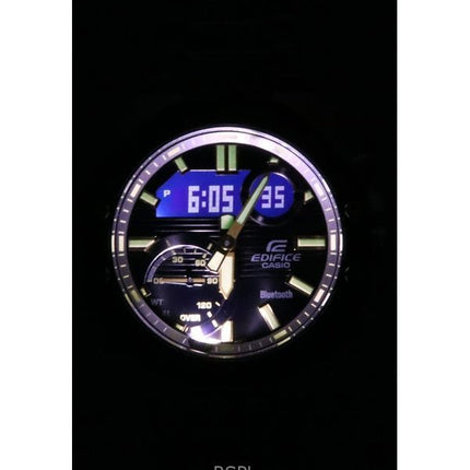 Casio Edifice Analog Digital Smartphone Link Acciaio inossidabile Quadrante nero Quarzo ECB-10DB-1A9 100M Orologio da uomo
