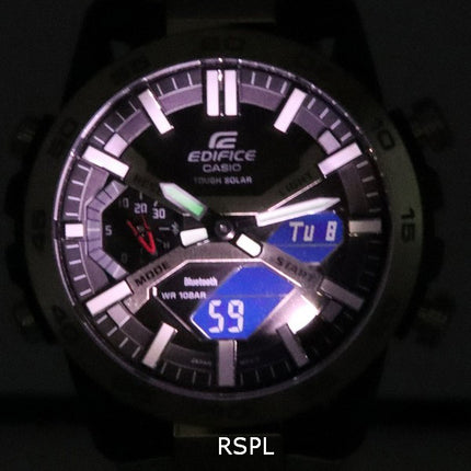 Orologio da uomo Casio Edifice Sospensione Mobile Link quadrante nero solare ECB-2000D-1A ECB2000D-1 100M