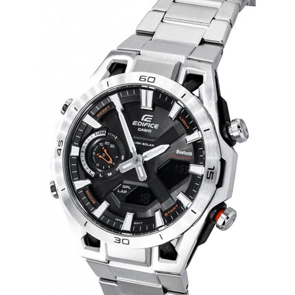 Orologio da uomo Casio Edifice analogico digitale Smartphone Link in acciaio inossidabile con quadrante nero Solar ECB-2300D-1A 100M
