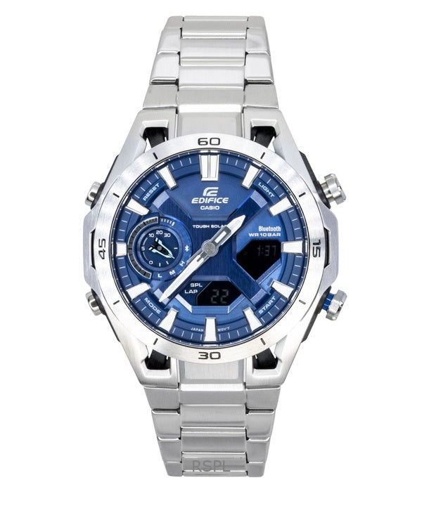 Orologio da uomo Casio Edifice analogico digitale in acciaio inossidabile con quadrante blu solare ECB-2300D-2A 100M