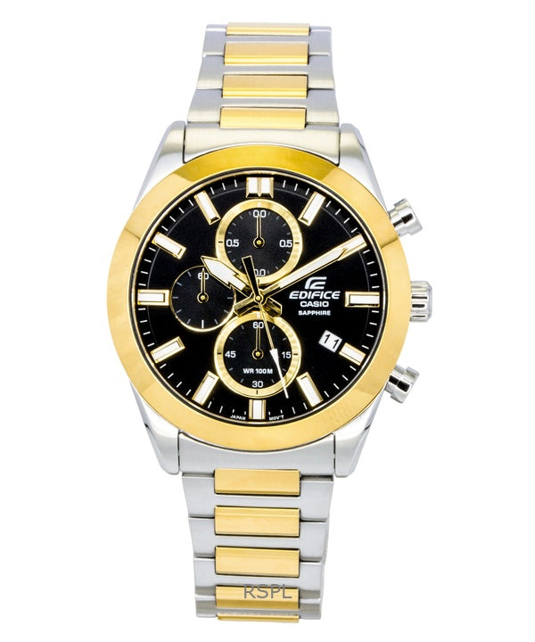 Orologio da uomo Casio Edifice cronografo analogico bicolore in acciaio inossidabile con quadrante nero al quarzo EFB-710SG-1AV 100M