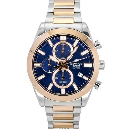 Orologio da uomo Casio Edifice analogico cronografo bicolore in acciaio inossidabile con quadrante blu al quarzo EFB-710SG-2AV 100M