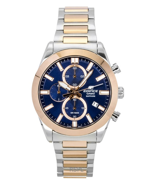 Orologio da uomo Casio Edifice analogico cronografo bicolore in acciaio inossidabile con quadrante blu al quarzo EFB-710SG-2AV 100M