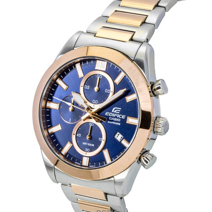 Orologio da uomo Casio Edifice analogico cronografo bicolore in acciaio inossidabile con quadrante blu al quarzo EFB-710SG-2AV 100M
