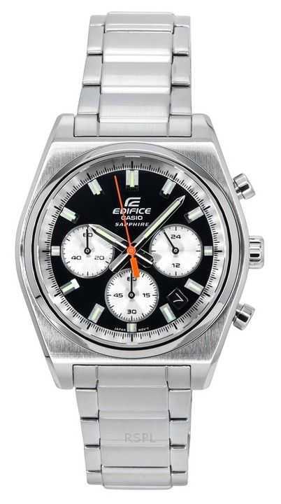 Casio Edifice Analog Cronografo Acciaio Inossidabile Quadrante Nero Quarzo EFB-730D-1AV 100M Orologio da Uomo