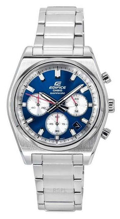 Casio Edifice Analog Cronografo Acciaio Inossidabile Quadrante Blu Quarzo EFB-730D-2AV 100M Orologio da Uomo
