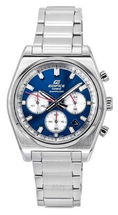 Casio Edifice Analog Cronografo Acciaio Inossidabile Quadrante Blu Quarzo EFB-730D-2AV 100M Orologio da Uomo