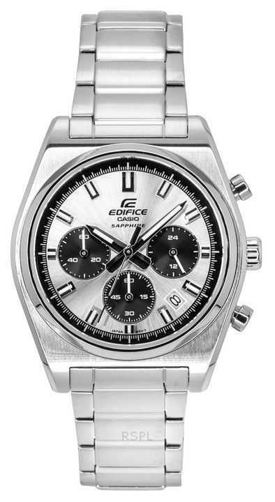 Casio Edifice Analog Cronografo Acciaio Inossidabile Quadrante Argento Quarzo EFB-730D-7AV 100M Orologio da Uomo
