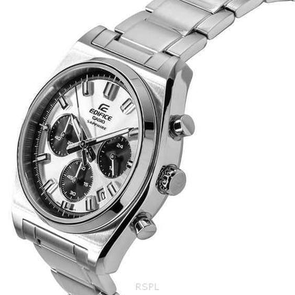 Casio Edifice Analog Cronografo Acciaio Inossidabile Quadrante Argento Quarzo EFB-730D-7AV 100M Orologio da Uomo