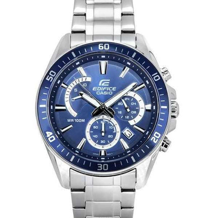 Casio Edifice Analog Standard Cronografo Acciaio Inossidabile Quadrante Blu Quarzo EFR-552D-2A Orologio da Uomo 100M