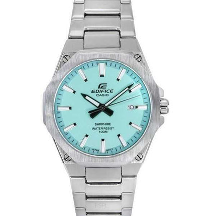 Orologio da uomo Casio Edifice con cristallo di zaffiro analogico in acciaio inossidabile quadrante turchese al quarzo EFR-S108D