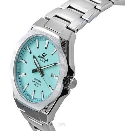 Orologio da uomo Casio Edifice con cristallo di zaffiro analogico in acciaio inossidabile quadrante turchese al quarzo EFR-S108D