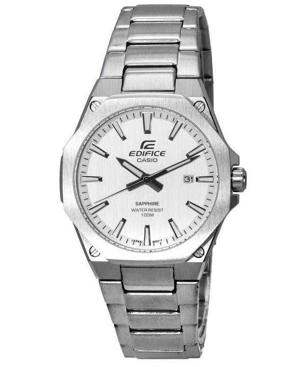 Orologio da uomo Casio Edifice in acciaio inossidabile con quadrante bianco al quarzo EFR-S108D-7A EFRS108D-7 100M