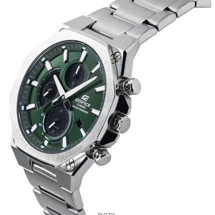 Casio Edifice Slim Line Cronografo analogico in acciaio inossidabile Quadrante verde Solar EFS-S570D-3A 100M Orologio da uomo