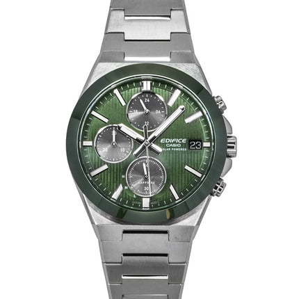 Orologio da uomo Casio Edifice analogico cronografo in acciaio inossidabile con quadrante verde solare EFS-S650D-3A 100M