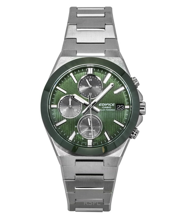 Orologio da uomo Casio Edifice analogico cronografo in acciaio inossidabile con quadrante verde solare EFS-S650D-3A 100M