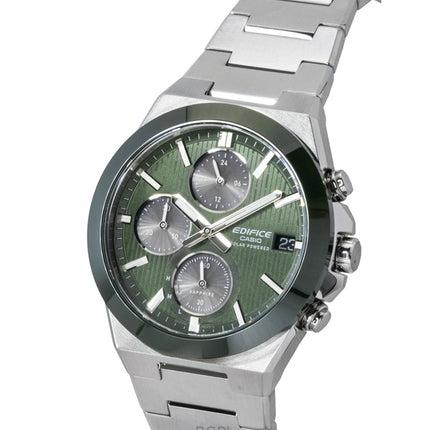 Orologio da uomo Casio Edifice analogico cronografo in acciaio inossidabile con quadrante verde solare EFS-S650D-3A 100M