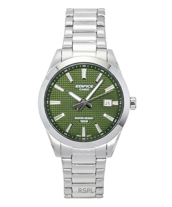 Orologio da uomo Casio Edifice analogico in acciaio inossidabile con quadrante verde al quarzo EFV-160D-3A 100M