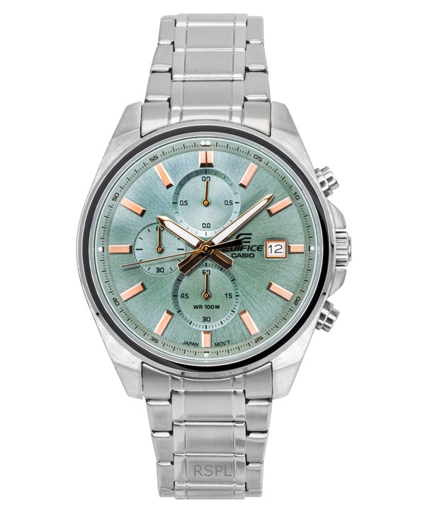 Orologio da uomo Casio Edifice Analog Standard Cronografo Acciaio Inossidabile Quadrante Verde Quarzo EFV-610DE-3A 100M