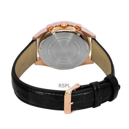 Orologio da uomo Casio Edifice Analog Standard Cronografo Cinturino in pelle Quadrante nero Quarzo EFV-610ECL-1A 100M