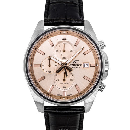 Orologio da uomo Casio Edifice Analog Standard Cronografo Cinturino in pelle Quadrante salmone Quarzo EFV-610EL-5A 100M