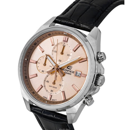 Orologio da uomo Casio Edifice Analog Standard Cronografo Cinturino in pelle Quadrante salmone Quarzo EFV-610EL-5A 100M