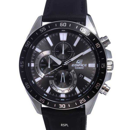 Orologio da uomo Casio Edifice cronografo analogico in pelle al quarzo EFV-620L-1AV EFV620L-1 100M