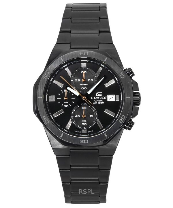Casio Edifice Standard Analog Cronografo Acciaio Inossidabile Quadrante Nero Quarzo EFV-640DC-1AV 100M Orologio da Uomo