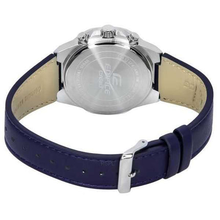 Orologio da uomo Casio Edifice Standard cronografo cinturino in pelle quadrante blu quarzo EFV-640L-2A 100M
