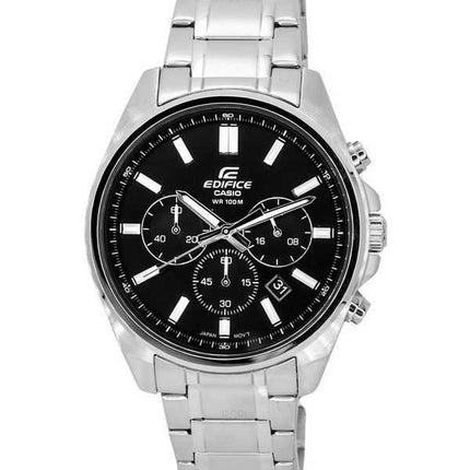 Orologio da uomo Casio Edifice Standard Cronografo in acciaio inossidabile quadrante nero al quarzo EFV-650D-1A 100M