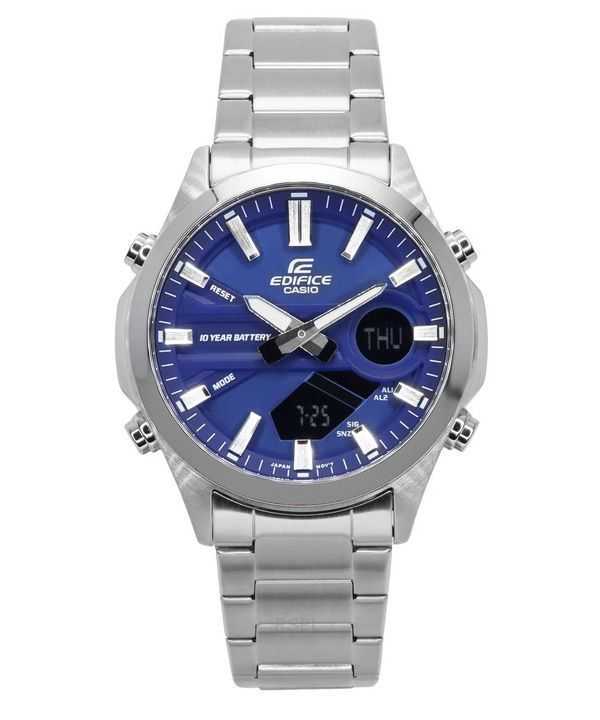 Casio Edifice Analog Digital Acciaio inossidabile Quadrante blu Quarzo EFV-C120D-2A 100M Orologio da uomo