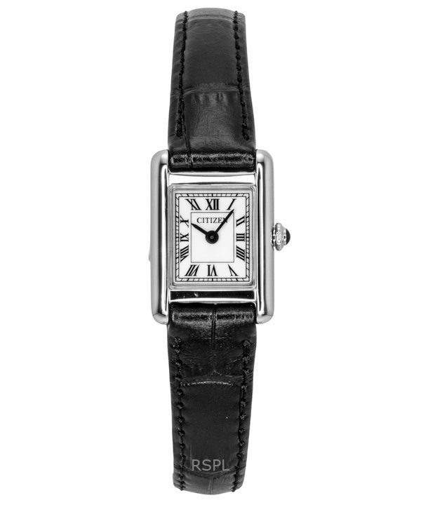 Orologio da donna Citizen Fio Roma Eco-Drive con cinturino in pelle e quadrante argentato EG2790-12A