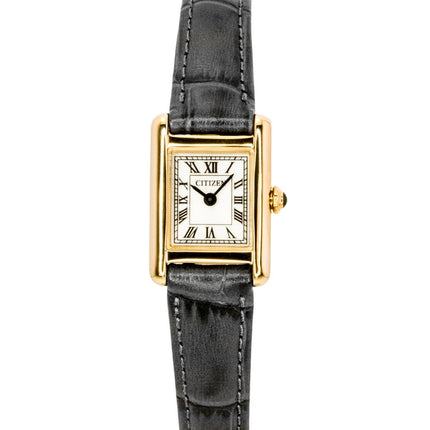 Orologio da donna Citizen analogico con cinturino in pelle, quadrante argentato e tecnologia Eco-Drive EG2799-18W