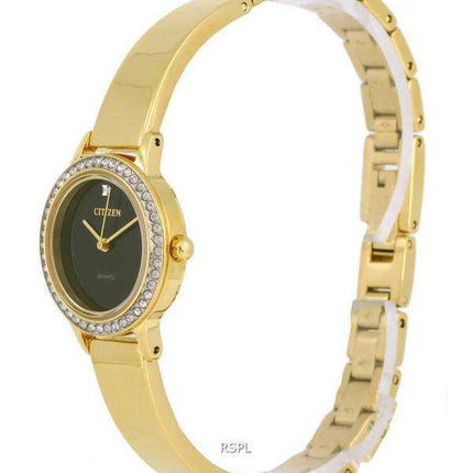 Orologio da donna Citizen Crystal Accents in acciaio inossidabile tono oro quadrante nero al quarzo EJ6132-55E.G