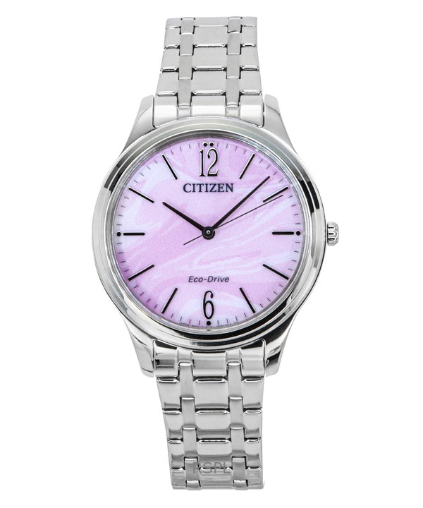 Orologio da donna Citizen Elegance in acciaio inossidabile con quadrante rosa Eco-Drive EM0411-71X